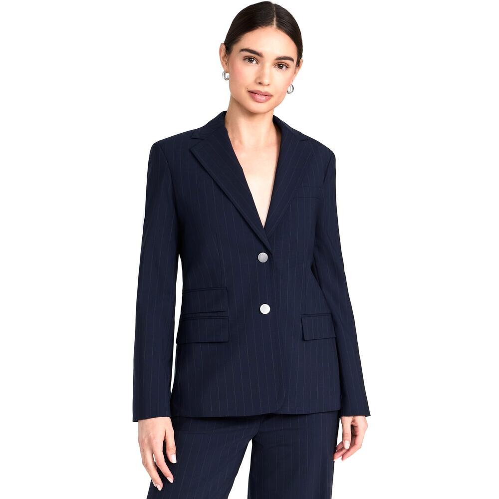 THEORY Tailor Blazer Pinstripe Navy Wool Jacket Sz 2